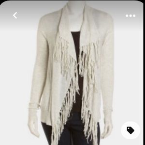 Rebecca Taylor Fringe Cardigan XS Cream
